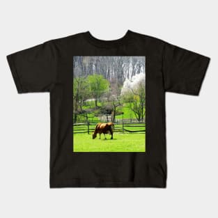 Cows - Cow Grazing in Pasture in Spring Kids T-Shirt